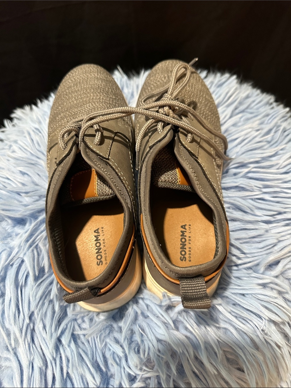 Sonoma Men’s Lace-Up Knit Sneakers in Taupe with Tan Accent